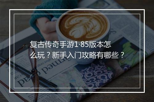 复古传奇手游1·85版本怎么玩？新手入门攻略有哪些？