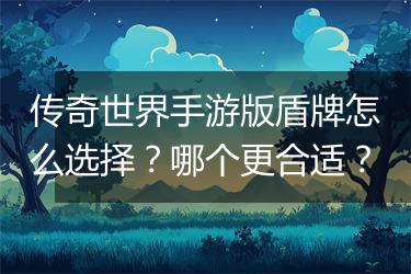 传奇世界手游版盾牌怎么选择？哪个更合适？