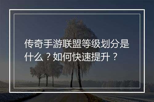 传奇手游联盟等级划分是什么？如何快速提升？