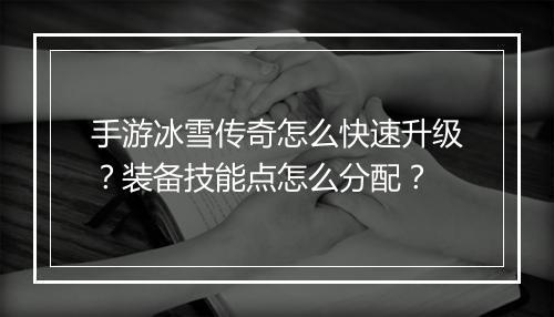 手游冰雪传奇怎么快速升级？装备技能点怎么分配？