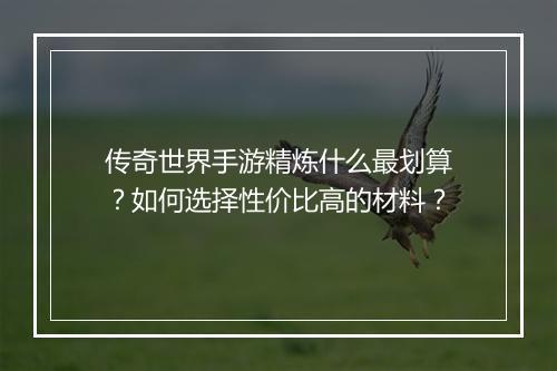 传奇世界手游精炼什么最划算？如何选择性价比高的材料？