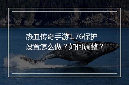 热血传奇手游1.76保护设置怎么做？如何调整？