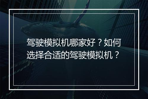 驾驶模拟机哪家好？如何选择合适的驾驶模拟机？
