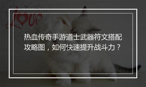 热血传奇手游道士武器符文搭配攻略图，如何快速提升战斗力？