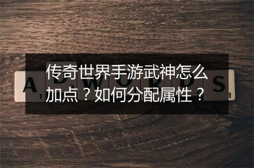 传奇世界手游武神怎么加点？如何分配属性？