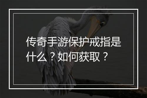 传奇手游保护戒指是什么？如何获取？