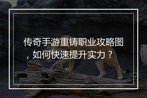 传奇手游重铸职业攻略图，如何快速提升实力？