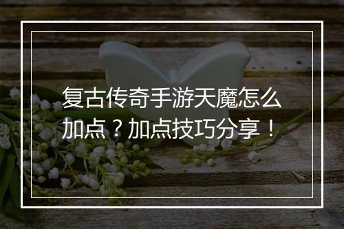 复古传奇手游天魔怎么加点？加点技巧分享！