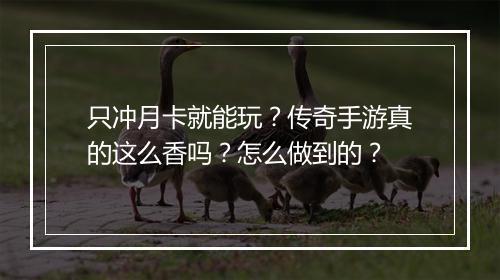 只冲月卡就能玩？传奇手游真的这么香吗？怎么做到的？