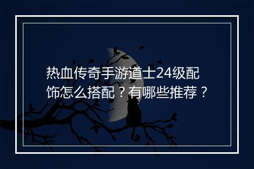 热血传奇手游道士24级配饰怎么搭配？有哪些推荐？