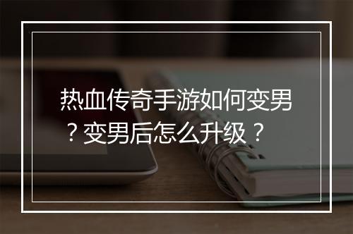 热血传奇手游如何变男？变男后怎么升级？