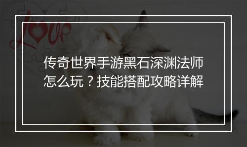 传奇世界手游黑石深渊法师怎么玩？技能搭配攻略详解