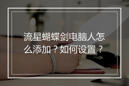 流星蝴蝶剑电脑人怎么添加？如何设置？