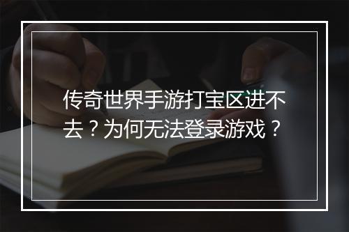 传奇世界手游打宝区进不去？为何无法登录游戏？