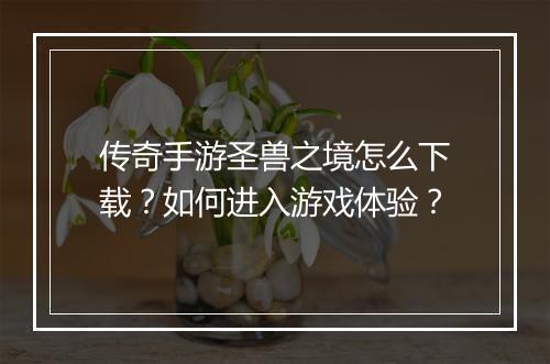 传奇手游圣兽之境怎么下载？如何进入游戏体验？
