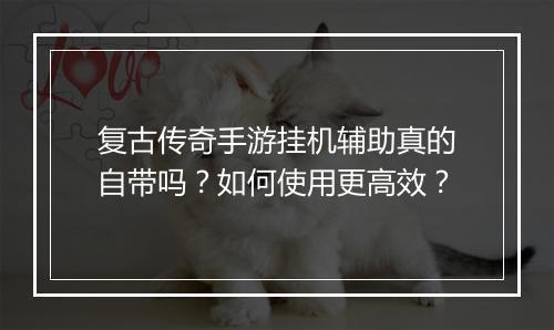 复古传奇手游挂机辅助真的自带吗？如何使用更高效？