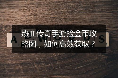 热血传奇手游捡金币攻略图，如何高效获取？