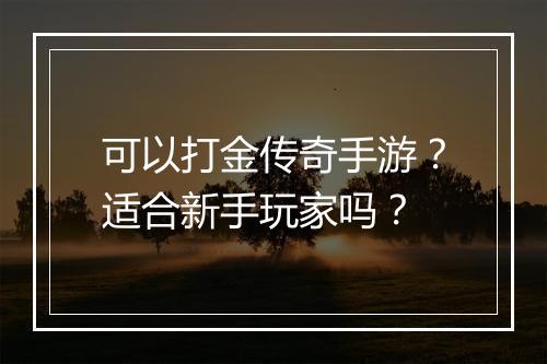 可以打金传奇手游?适合新手玩家吗?