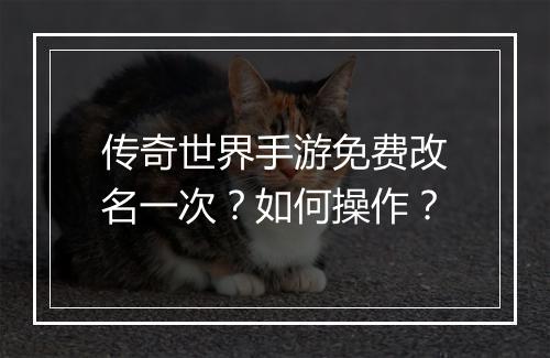 传奇世界手游免费改名一次？如何操作？