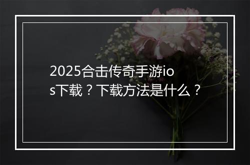 2025合击传奇手游ios下载？下载方法是什么？