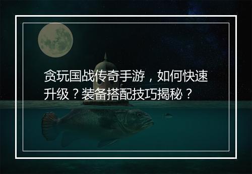 贪玩国战传奇手游，如何快速升级？装备搭配技巧揭秘？