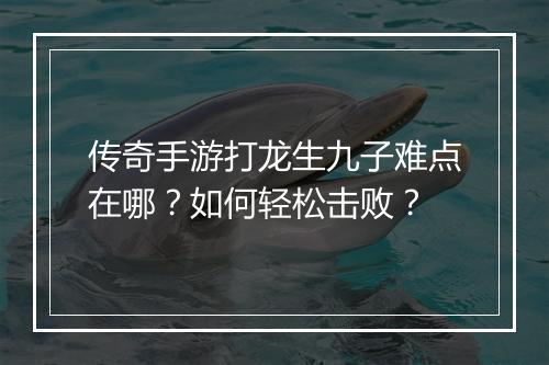 传奇手游打龙生九子难点在哪？如何轻松击败？