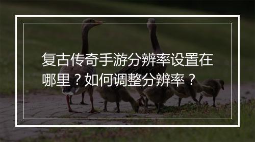 复古传奇手游分辨率设置在哪里？如何调整分辨率？