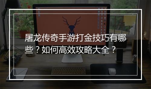 屠龙传奇手游打金技巧有哪些？如何高效攻略大全？