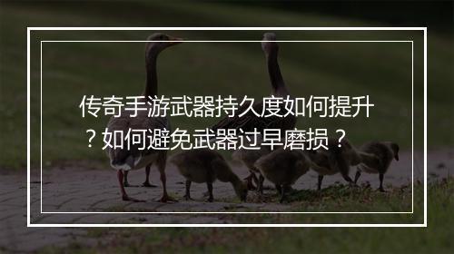 传奇手游武器持久度如何提升？如何避免武器过早磨损？