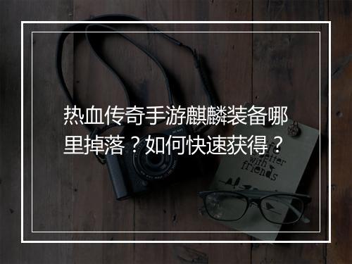 热血传奇手游麒麟装备哪里掉落？如何快速获得？