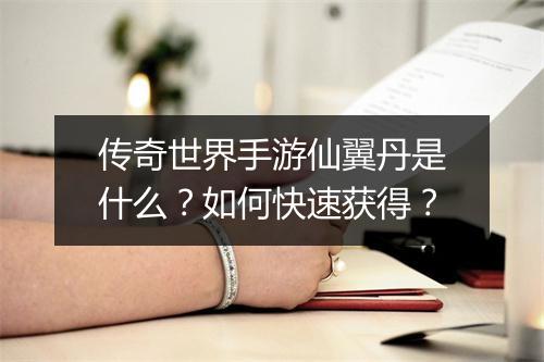 传奇世界手游仙翼丹是什么？如何快速获得？