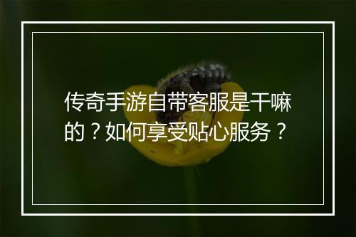 传奇手游自带客服是干嘛的？如何享受贴心服务？