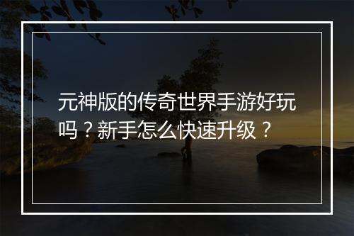 元神版的传奇世界手游好玩吗？新手怎么快速升级？