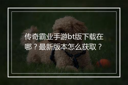 传奇霸业手游bt版下载在哪？最新版本怎么获取？