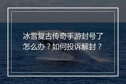 冰雪复古传奇手游封号了怎么办？如何投诉解封？