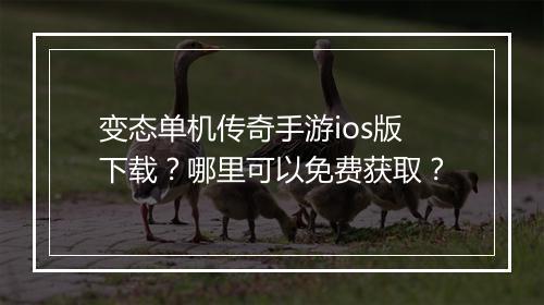 变态单机传奇手游ios版下载？哪里可以免费获取？