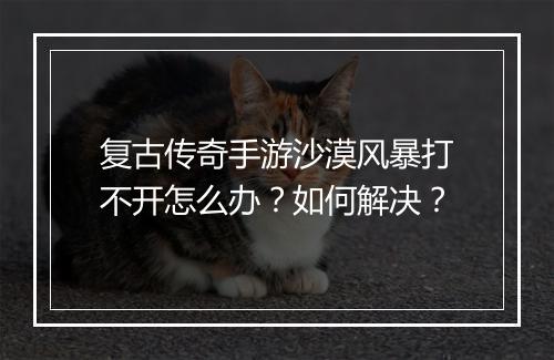 复古传奇手游沙漠风暴打不开怎么办？如何解决？