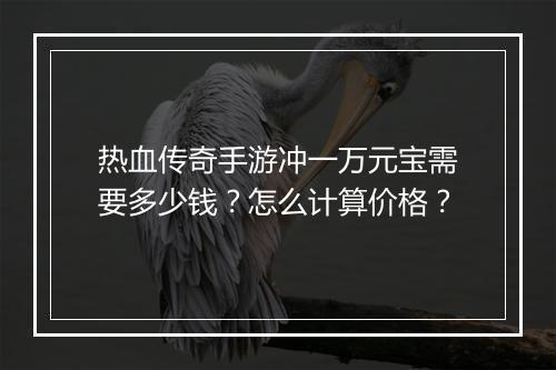 热血传奇手游冲一万元宝需要多少钱？怎么计算价格？