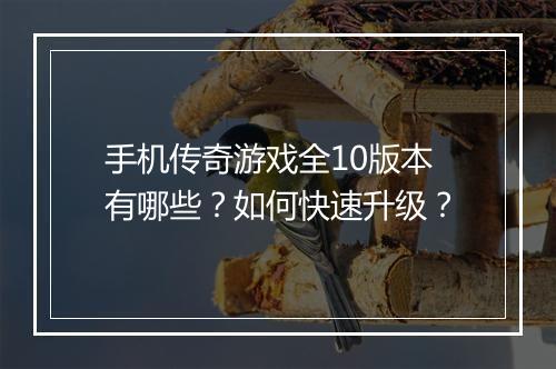 手机传奇游戏全10版本有哪些？如何快速升级？