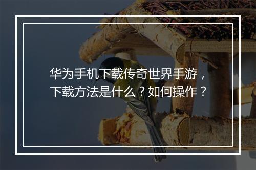 华为手机下载传奇世界手游，下载方法是什么？如何操作？