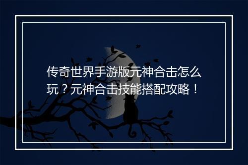 传奇世界手游版元神合击怎么玩？元神合击技能搭配攻略！