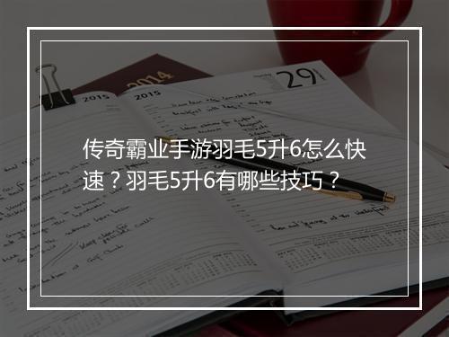 传奇霸业手游羽毛5升6怎么快速？羽毛5升6有哪些技巧？