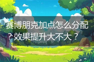 赛博朋克加点怎么分配？效果提升大不大？