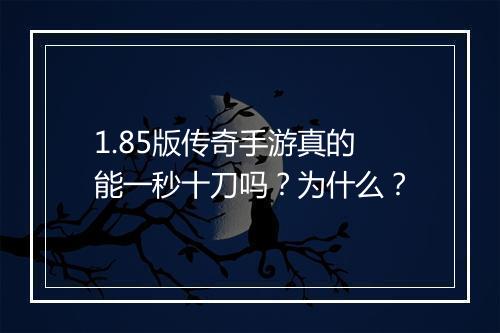 1.85版传奇手游真的能一秒十刀吗？为什么？