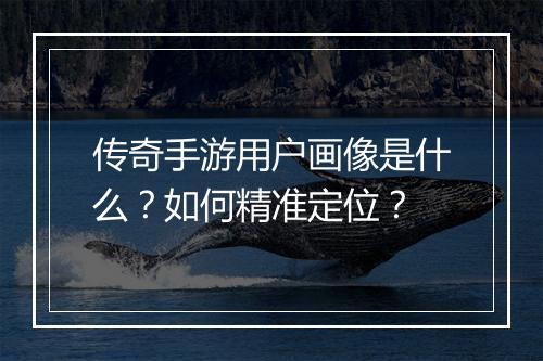 传奇手游用户画像是什么？如何精准定位？