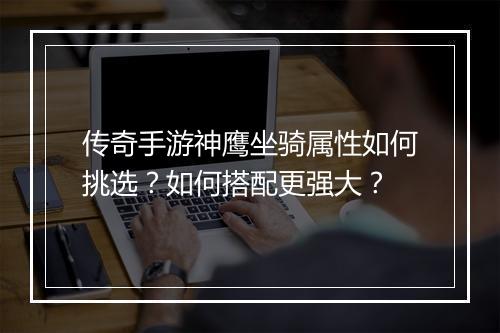 传奇手游神鹰坐骑属性如何挑选？如何搭配更强大？