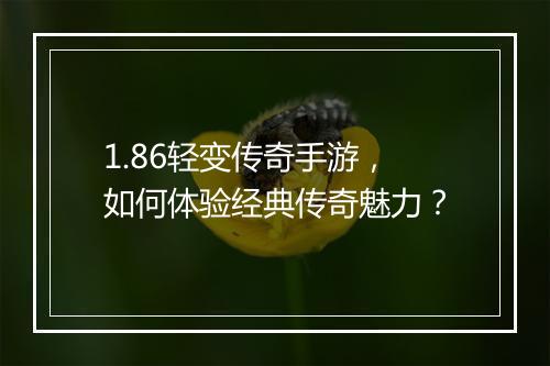 1.86轻变传奇手游，如何体验经典传奇魅力？
