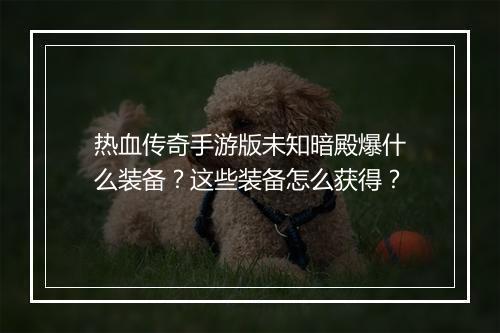 热血传奇手游版未知暗殿爆什么装备？这些装备怎么获得？