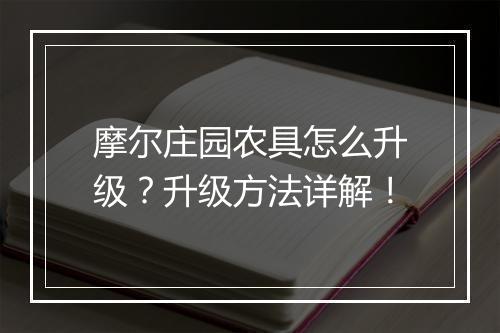 摩尔庄园农具怎么升级？升级方法详解！