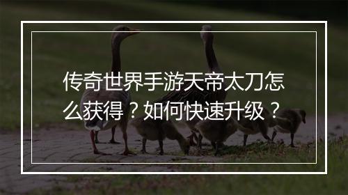 传奇世界手游天帝太刀怎么获得？如何快速升级？